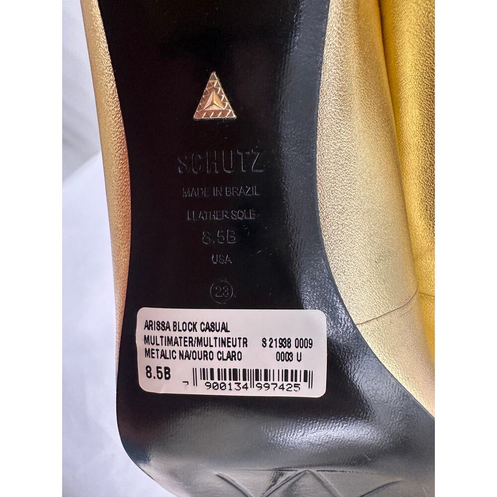 SCHUTZ New in Box Arissa Block Cap Toe Heel in Black & Gold // 8.5 - Picture 11 of 12